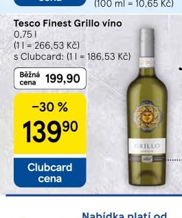 Tesco Finest Grillo víno