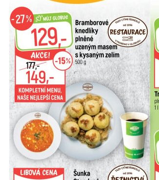 Bramborové knedlíky plněné uzeným masem s kysaným zelím