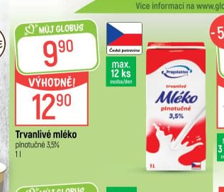 Trvanlivé mléko plnotučné 3,5%
