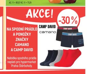 Na spodní prádlo a ponožky značky Camano a Camp David