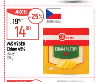 Váš Výběr Eidam 45% plátky