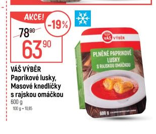 Váš Výběr Paprikové lusky, masové knedlíčky s rajskou omáčkou