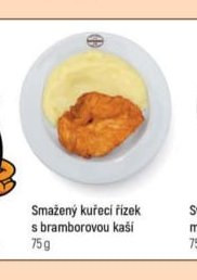Smažený kuřecí řízek s bramborovou kaší 75g