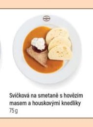 Svíčková na smetaně s hovězím masem a houskovými knedlíky 75g