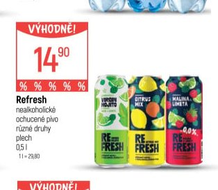 Refresh nealkoholické ochucené pivo