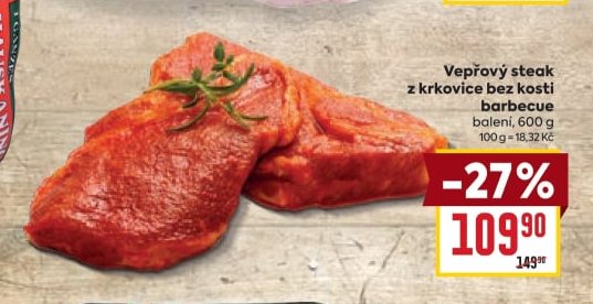 Vepřový steak z krkovice bez kosti barbecue