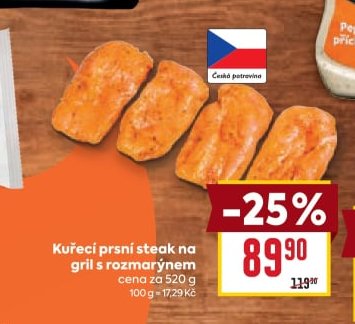 Kuřecí prsní steak na gril s rozmarýnem 520g