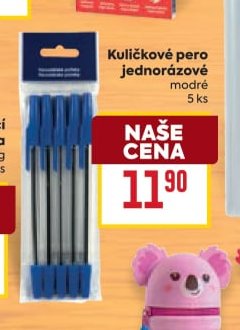 Kuličkové pero jednorázové modré 5 ks