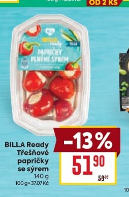 BILLA Ready Třešňové papričky se sýrem 140 g