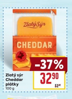 Zlatý sýr Cheddar plátky