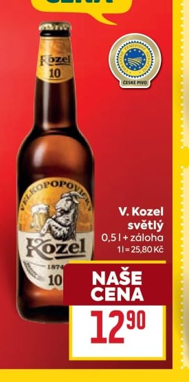 V. Kozel světlý 0,5 l + záloha