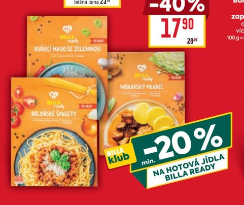 Billa Ready hotová jídla