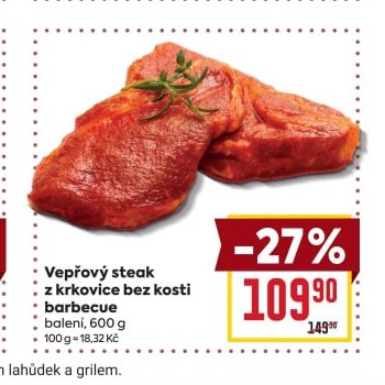 Vepřový steak z krkovice bez kosti barbecue
