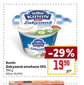 Kunín Zakysaná smetana 15% 190 g