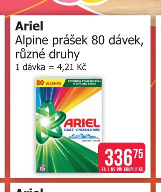 Ariel Alpine prášek 80 dávek, různé druhy