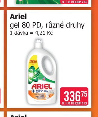 Ariel gel 80 PD, různé druhy