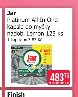 Jar Platinum All In One kapsle do myčky nádobí Lemon 125 ks