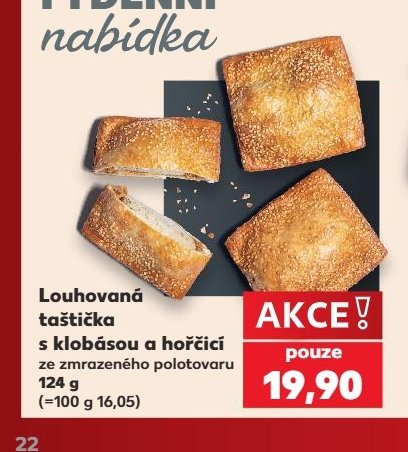Louhovaná taštička s klobásou a hořčicí