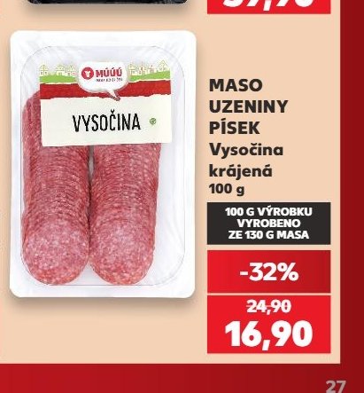 MASO UZENINY PÍSEK Vysočina krájená