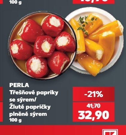 PERLA Třešňové papriky se sýrem / Žluté papričky plněné sýrem