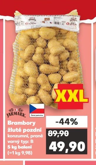 JARMARK Brambory žluté pozdní konzumní, prané 5 kg balení