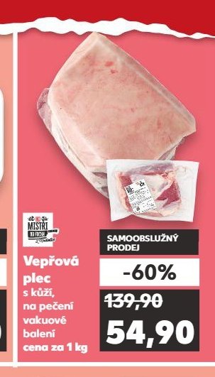 Vepřová plec s kůží, na pečení vakuové balení, cena za 1 kg