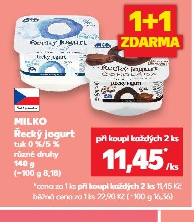 MILKO Řecký jogurt tuk 0 %/5 % různé druhy 140 g