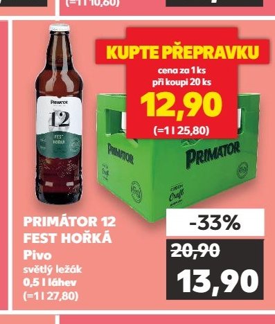 Primátor 12 Fest hořká pivo 0,5 l