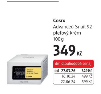 Cosrx Advanced Snail 92 pleťový krém 100 g