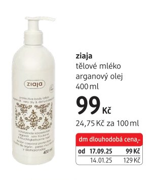 ziaja tělové mléko arganový olej 400 ml