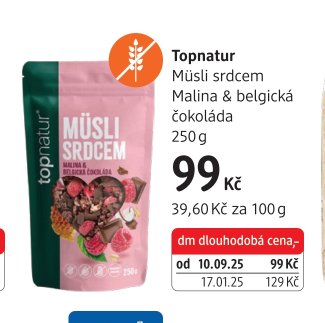 Topnatur Müsli srdcem Malina & belgická čokoláda 250 g
