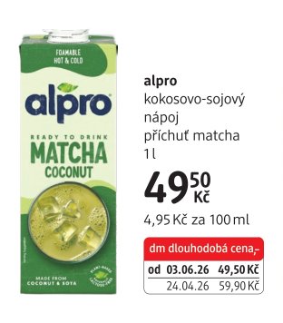 alpro kokosovo-sojový nápoj příchuť matcha 1 l