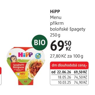 HiPP Menu příkrm boloňské špagety