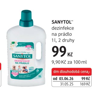 SANYTOL dezinfekce na prádlo 1l, 2 druhy