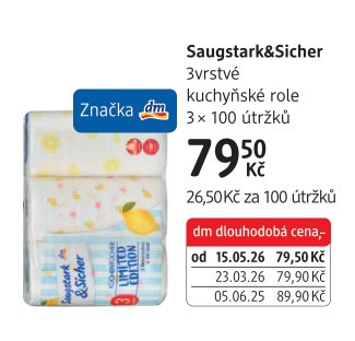 Saugstark&Sicher 3vrstvé kuchyňské role 3 × 100 útržků