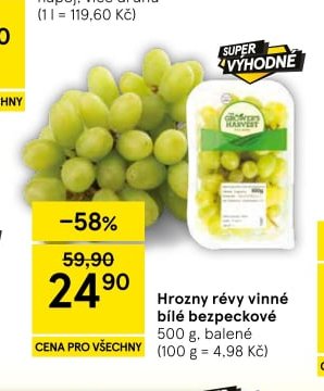 Hrozny révy vinné bílé bezpeckové