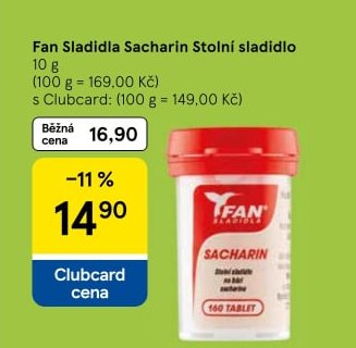 Fan Sladidla Sacharin Stolní sladidlo