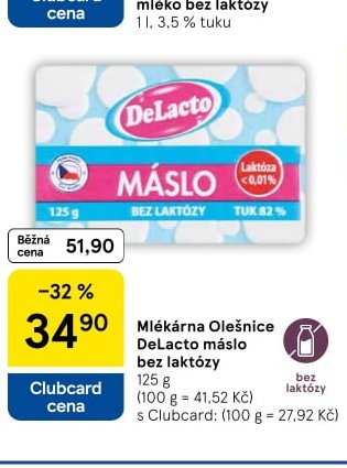 Mlékárna Olešnice DeLacto máslo bez laktózy