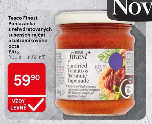 Tesco Finest Pomazánka z rehydratovaných sušených rajčat a balzamikového octa