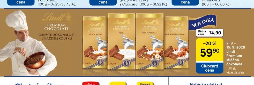 Lindt Premium Mléčná čokoláda 100 g