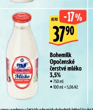 Bohemilk Opočenské čerstvé mléko 3,5%
