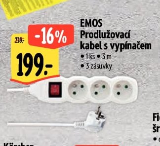 EMOS Prodlužovací kabel s vypínačem