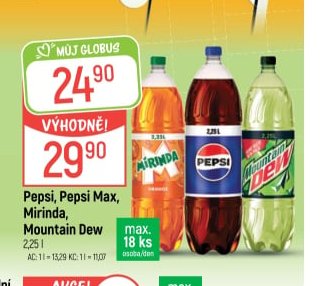 Pepsi, Pepsi Max, Mirinda, Mountain Dew
