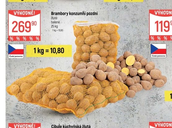Brambory konzumní pozdní žluté