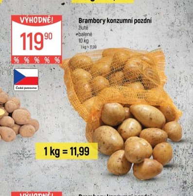 Brambory konzumní pozdní žluté
