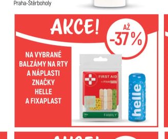 Helle a Fixaplast balzámy na rty a náplasti