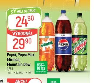 Pepsi, Pepsi Max, Mirinda, Mountain Dew