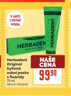 Herbadent Original bylinná zubní pasta