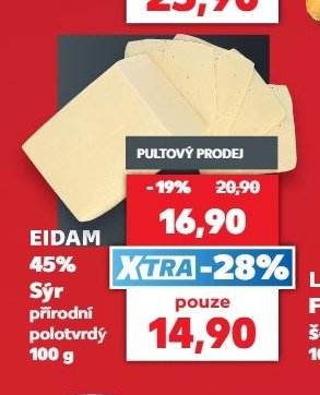 EIDAM 45% Sýr přírodní polotvrdý 100 g