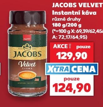 JACOBS VELVET Instantní káva různé druhy 180 g / 200 g